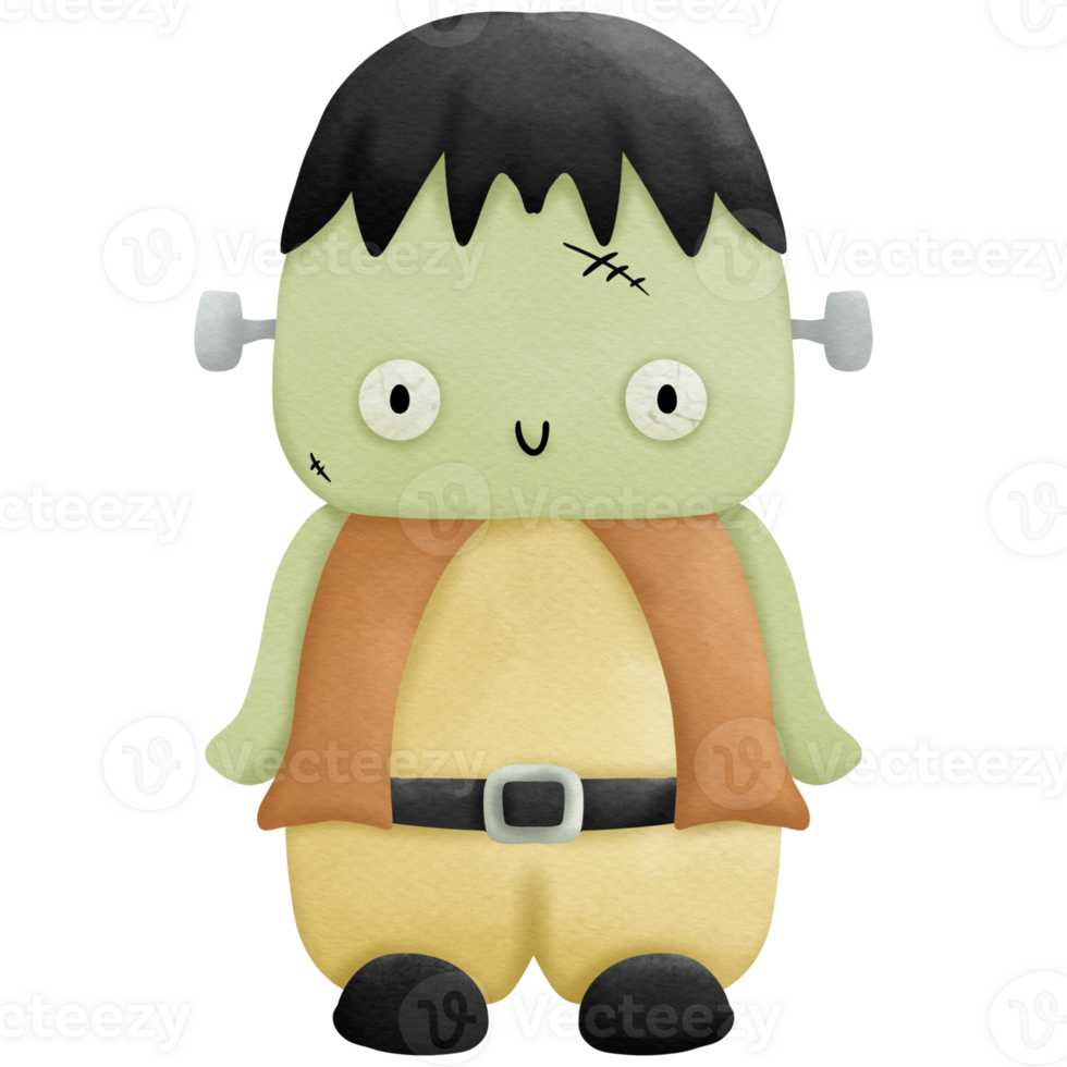 cartoon in Halloween day watercolor clip art so cute png