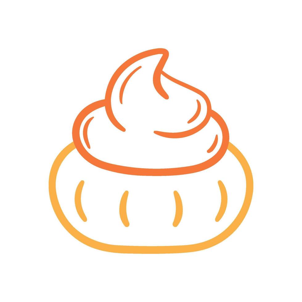 Ice Gem Biscuit Line Art Doodle Icon Traditional Snack Food Illustration vector