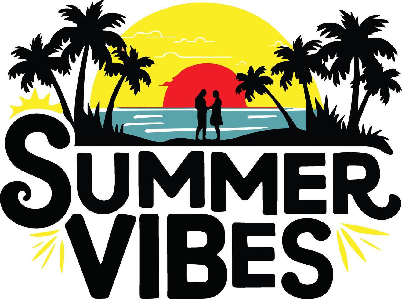 summer vibes art illustration design t-shirt vector