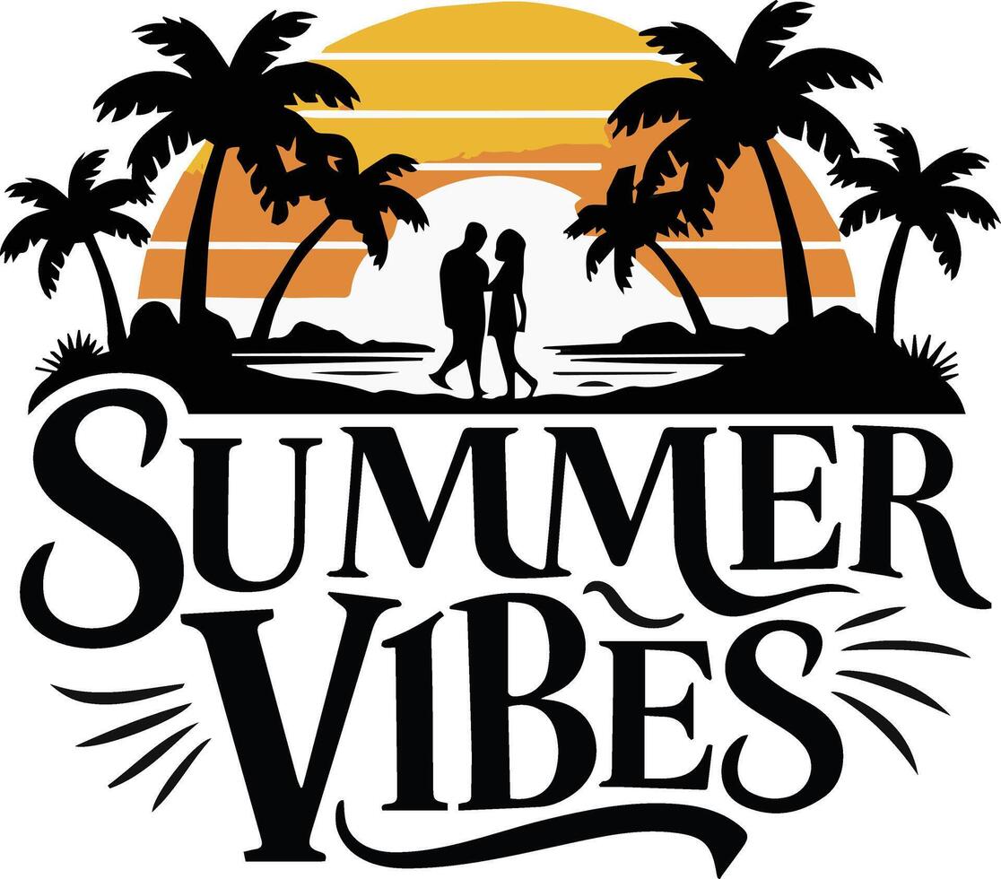 summer vibes art illustration design t-shirt vector