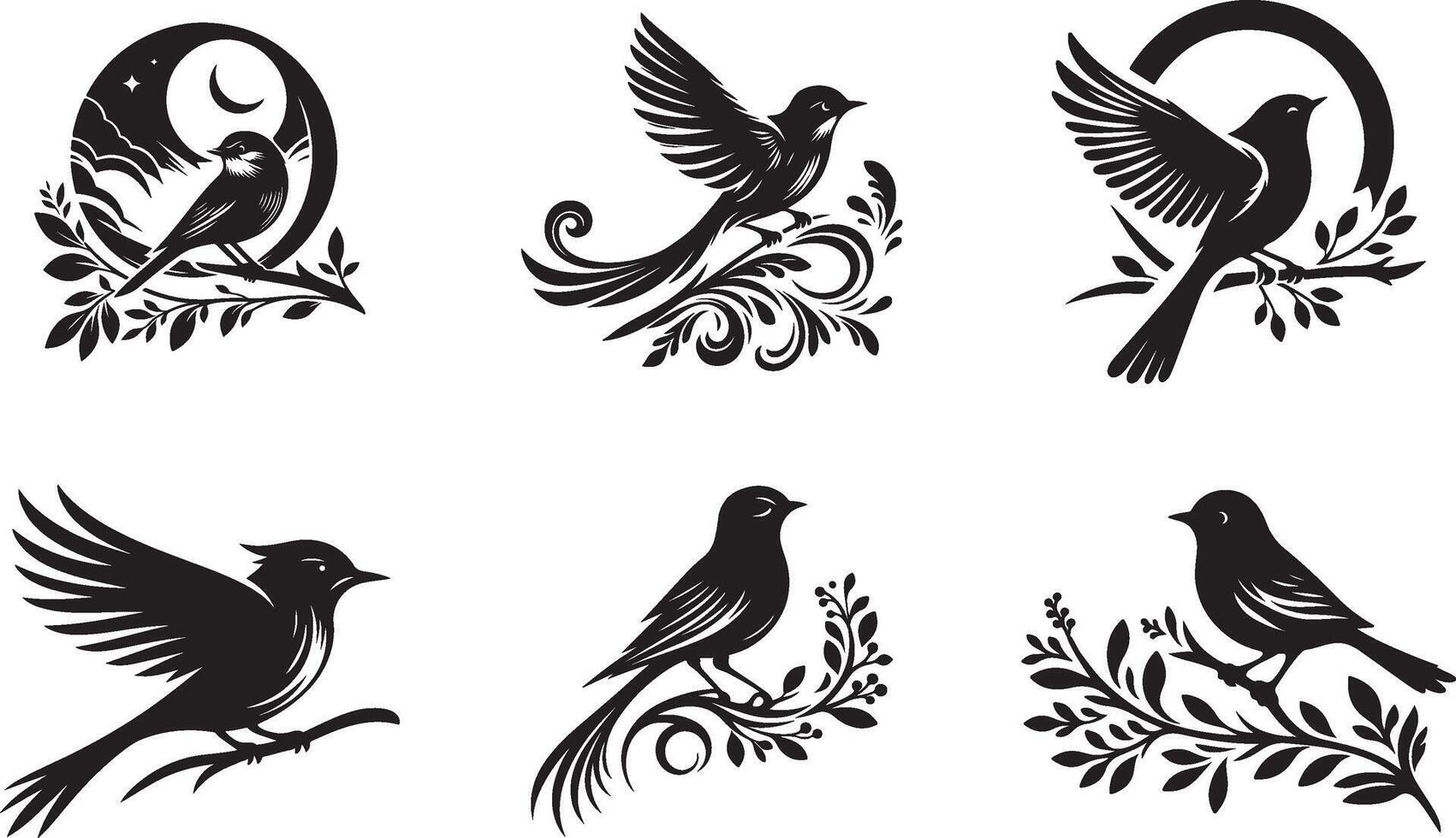 High-Quality Bird Silhouette Art with White Background vector