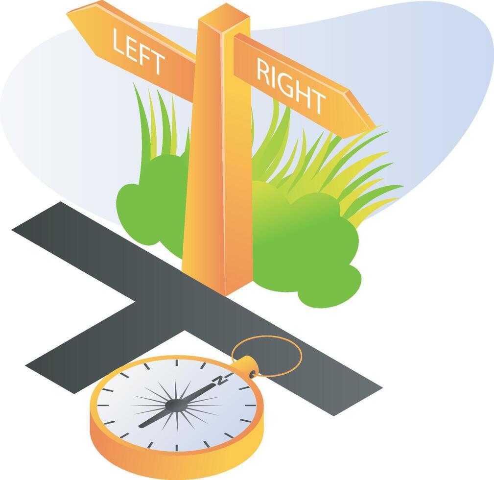Traveling compass with left and right options vector