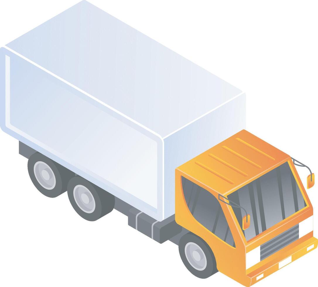 Isometric style of box truck vector