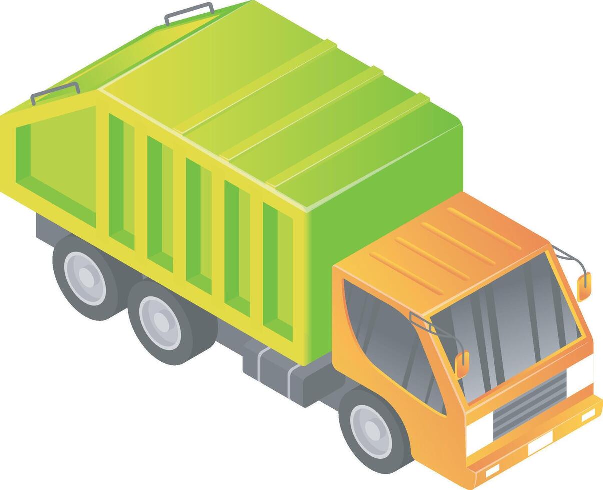 Isometric style of garbage truck vector