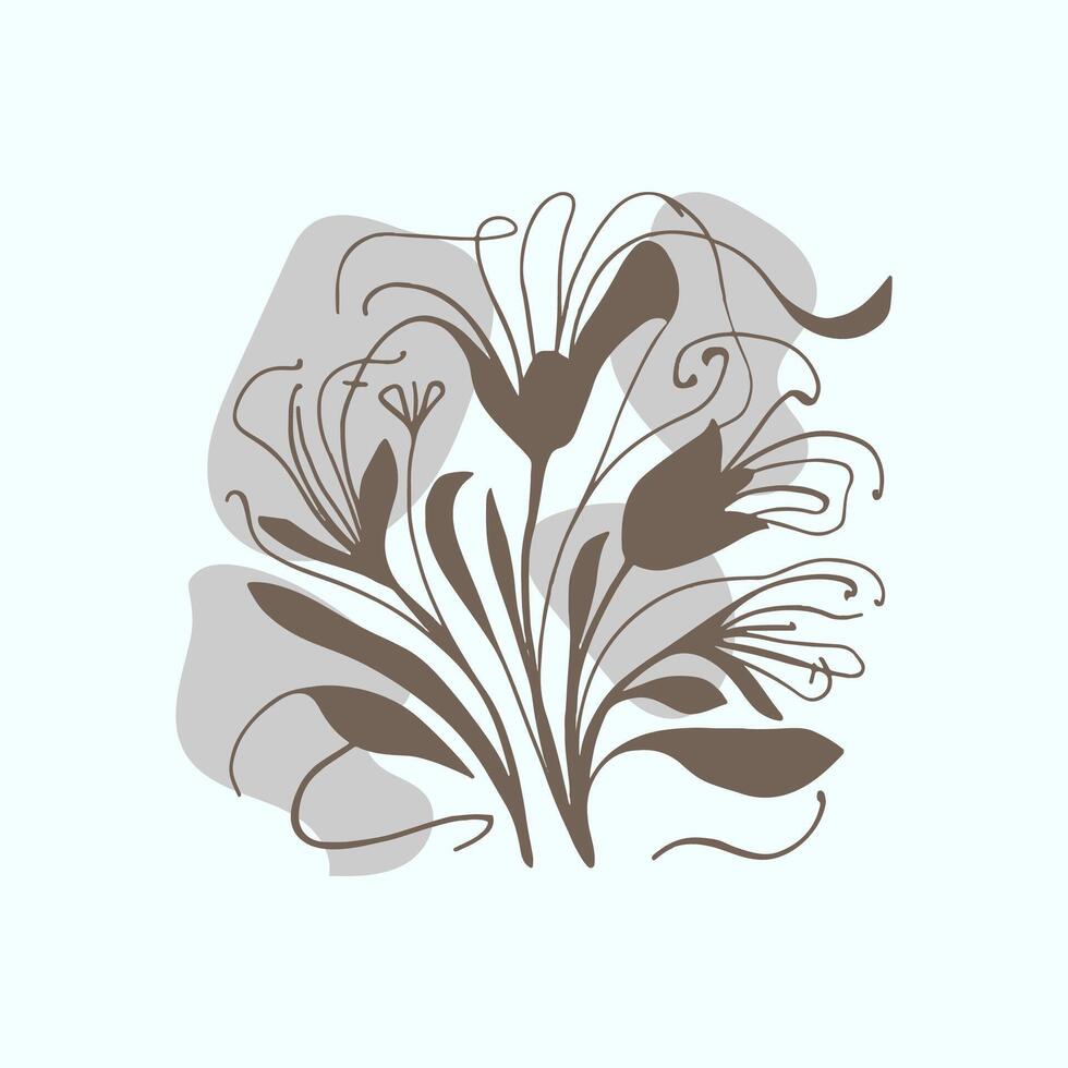 Abstract floral background. Black and white illustration for your design vector