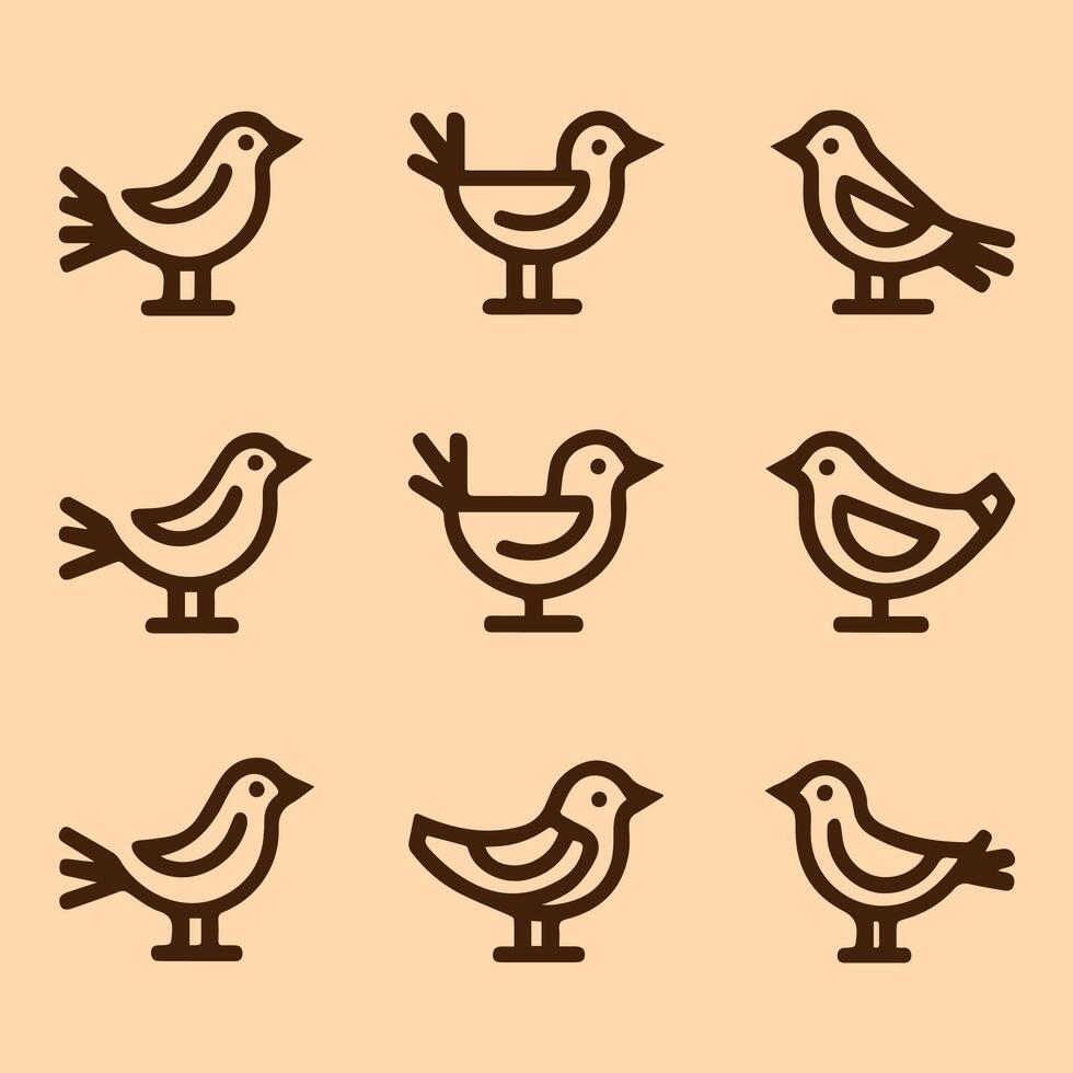 Bird icons set. Outline illustration of 9 bird icons for web vector