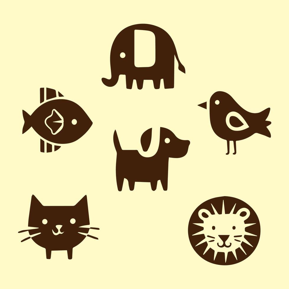 animal icons design, illustration graphic flat style design vector