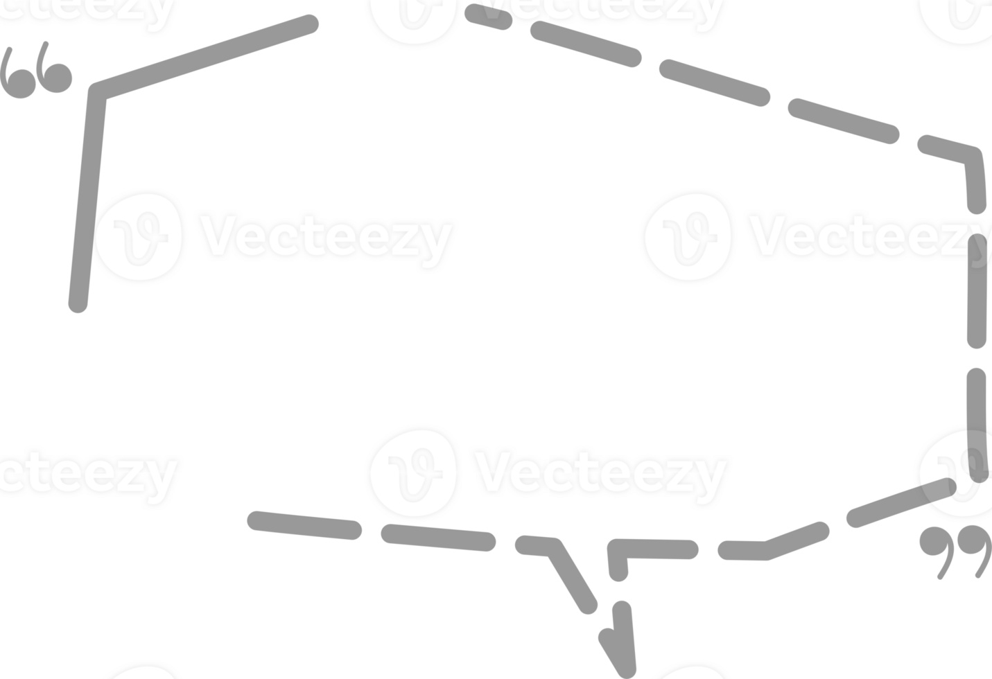 Hand draw doodle Black and white color speech bubble balloon with quotation marks, icon sticker memo keyword planner text box banner png