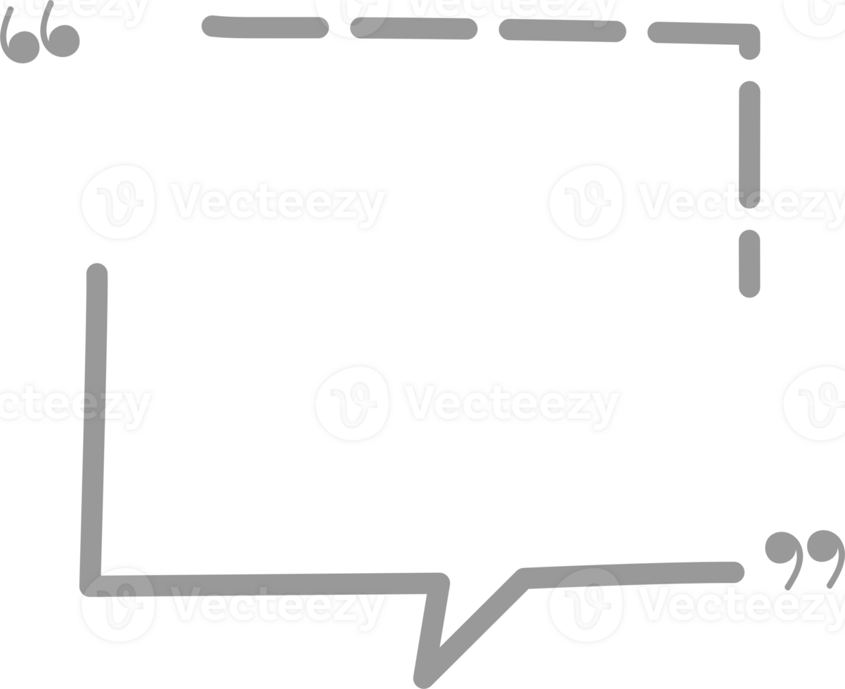Hand draw doodle Black and white color speech bubble balloon with quotation marks, icon sticker memo keyword planner text box banner png