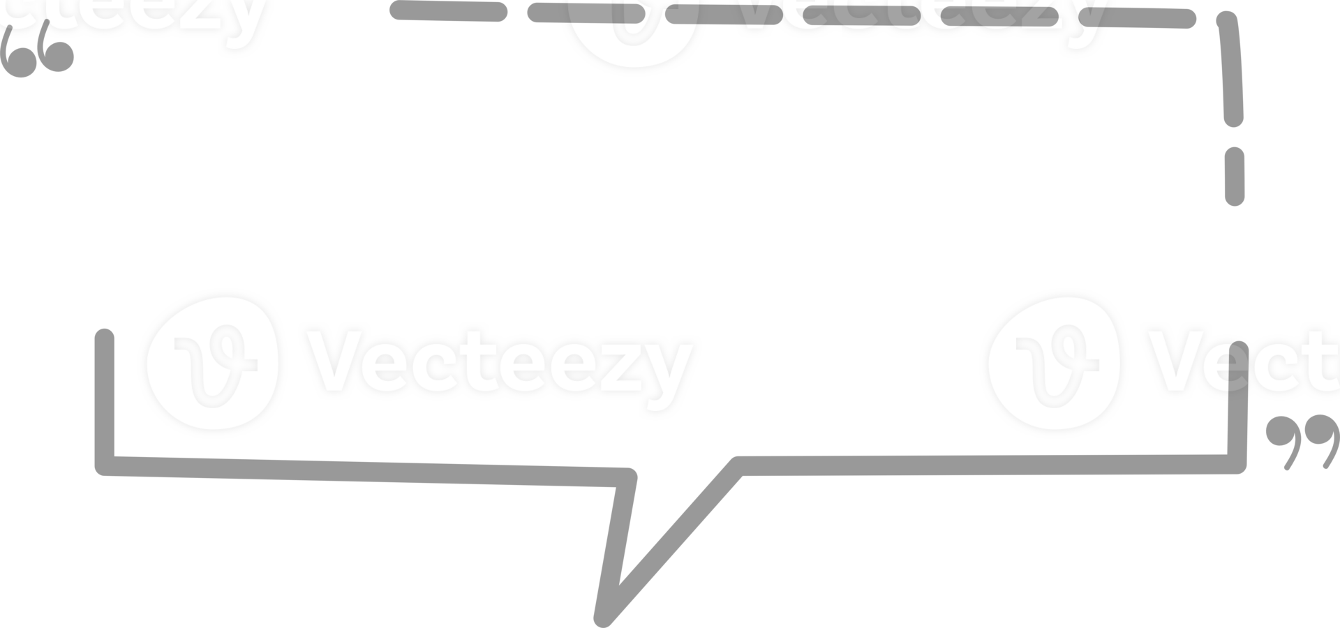 Hand draw doodle Black and white color speech bubble balloon with quotation marks, icon sticker memo keyword planner text box banner png