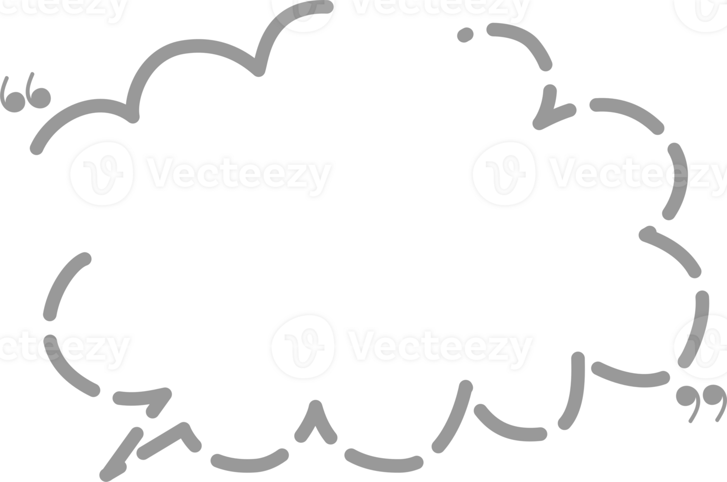 Hand draw doodle Black and white color speech bubble balloon with quotation marks, icon sticker memo keyword planner text box banner png