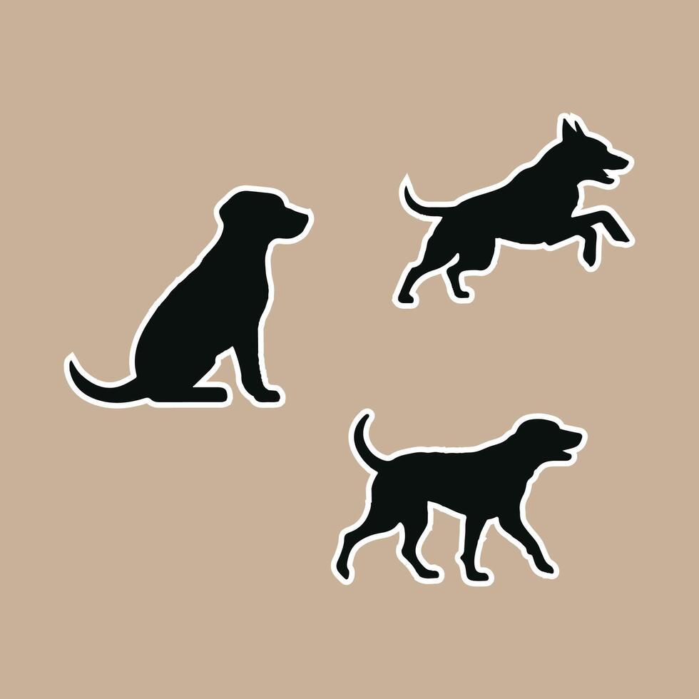 Set of dog silhouettes on a brown background.illustration vector