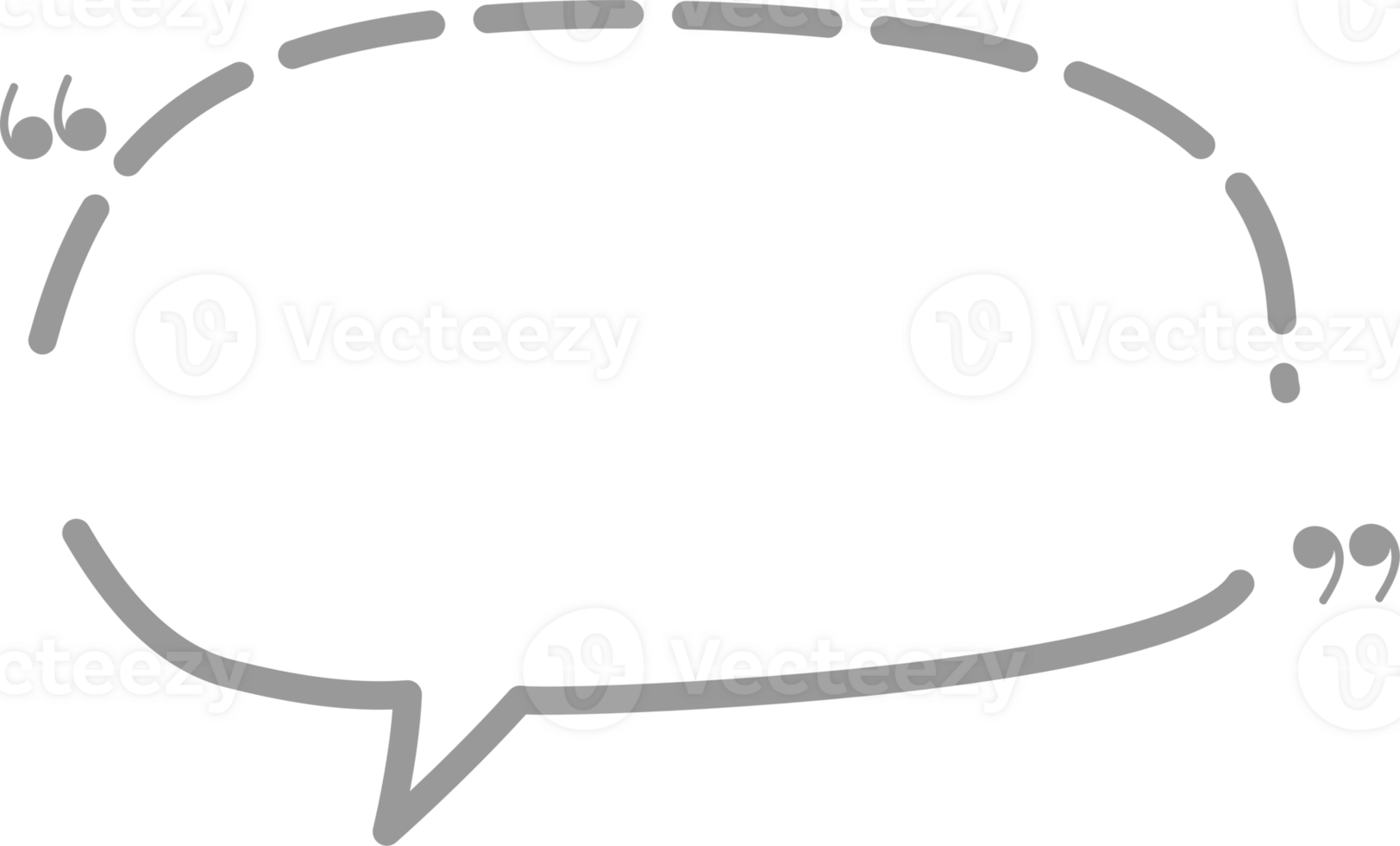 Hand draw doodle Black and white color speech bubble balloon with quotation marks, icon sticker memo keyword planner text box banner png