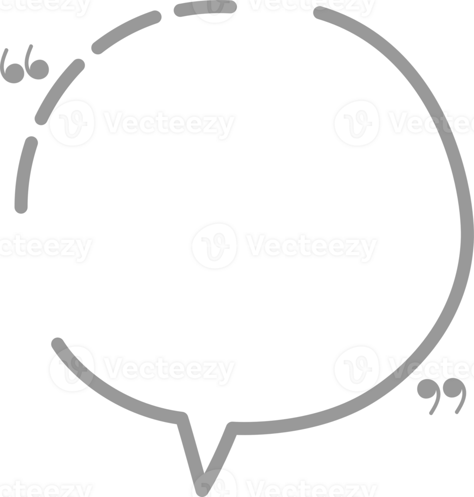 Hand draw doodle Black and white color speech bubble balloon with quotation marks, icon sticker memo keyword planner text box banner png