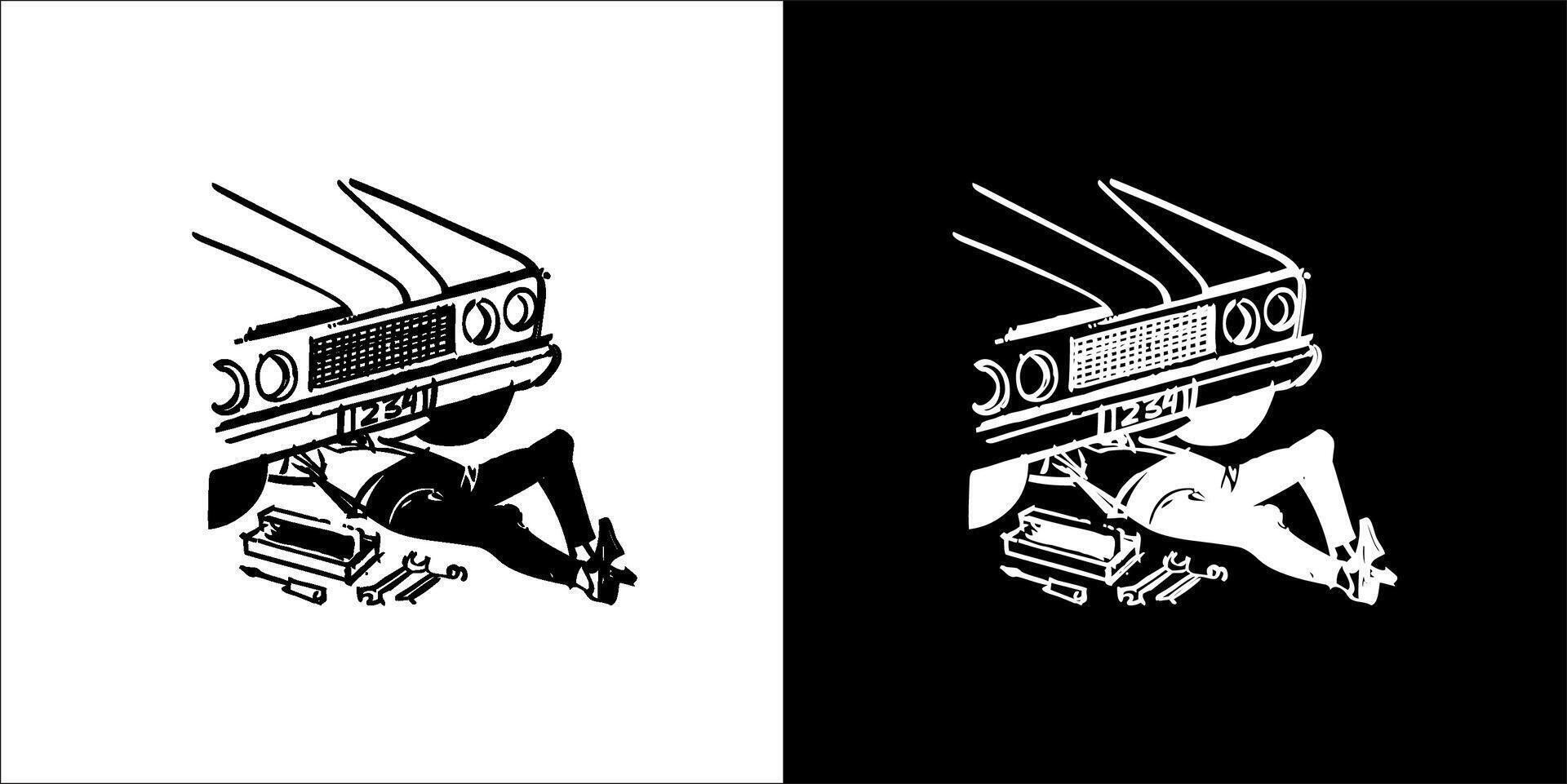 black and white mechanical drawing vector
