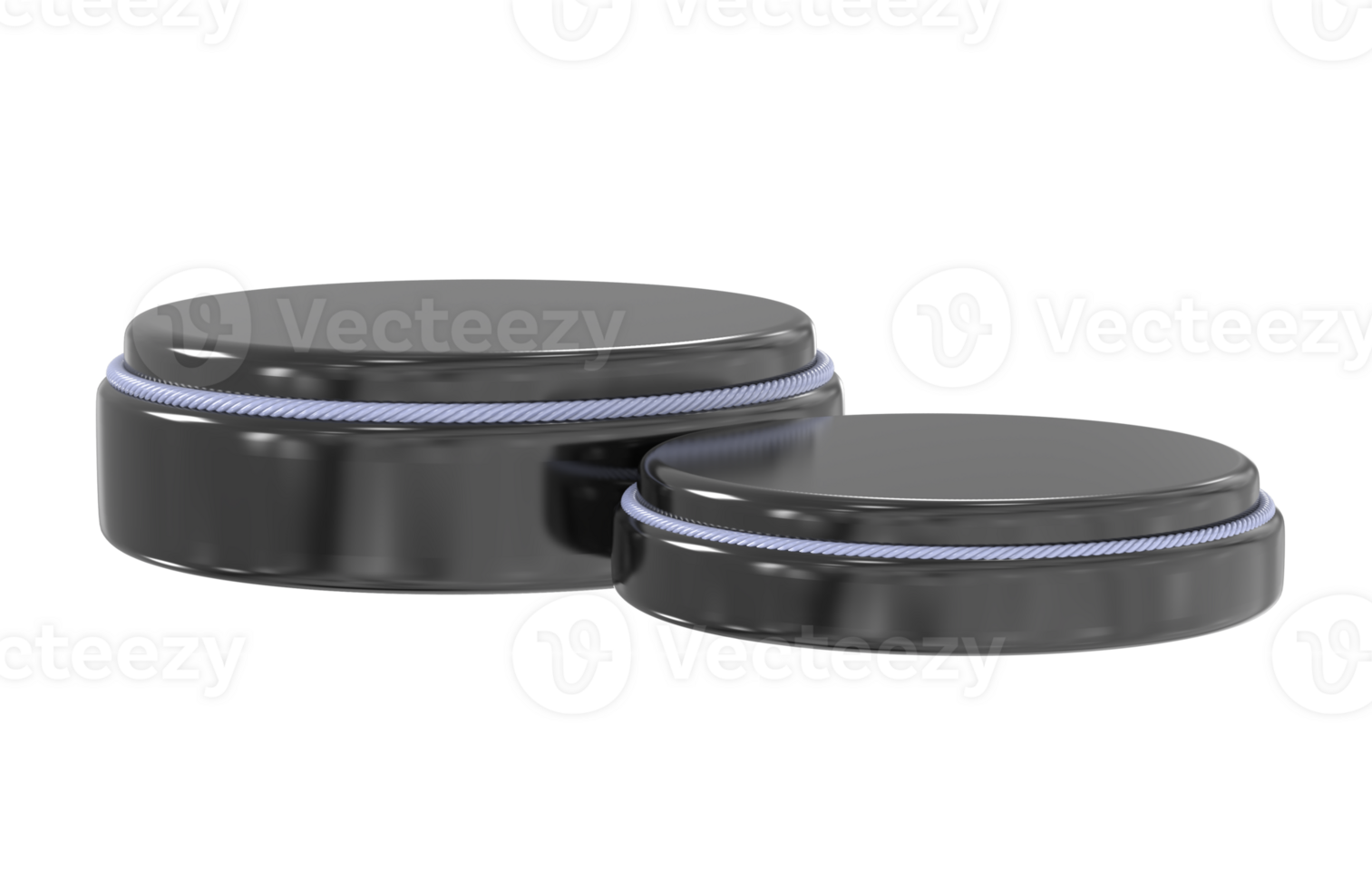 two black containers with lids on a transparent background png