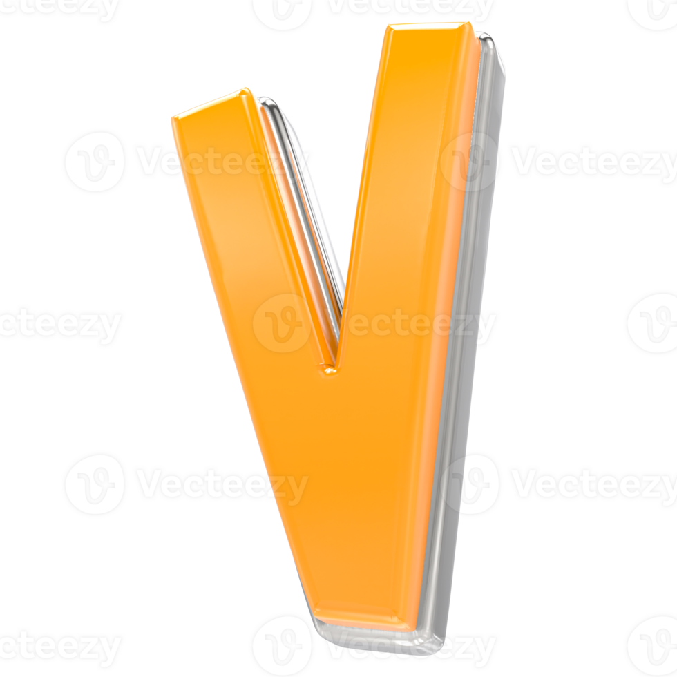 V Letter 3D Render png