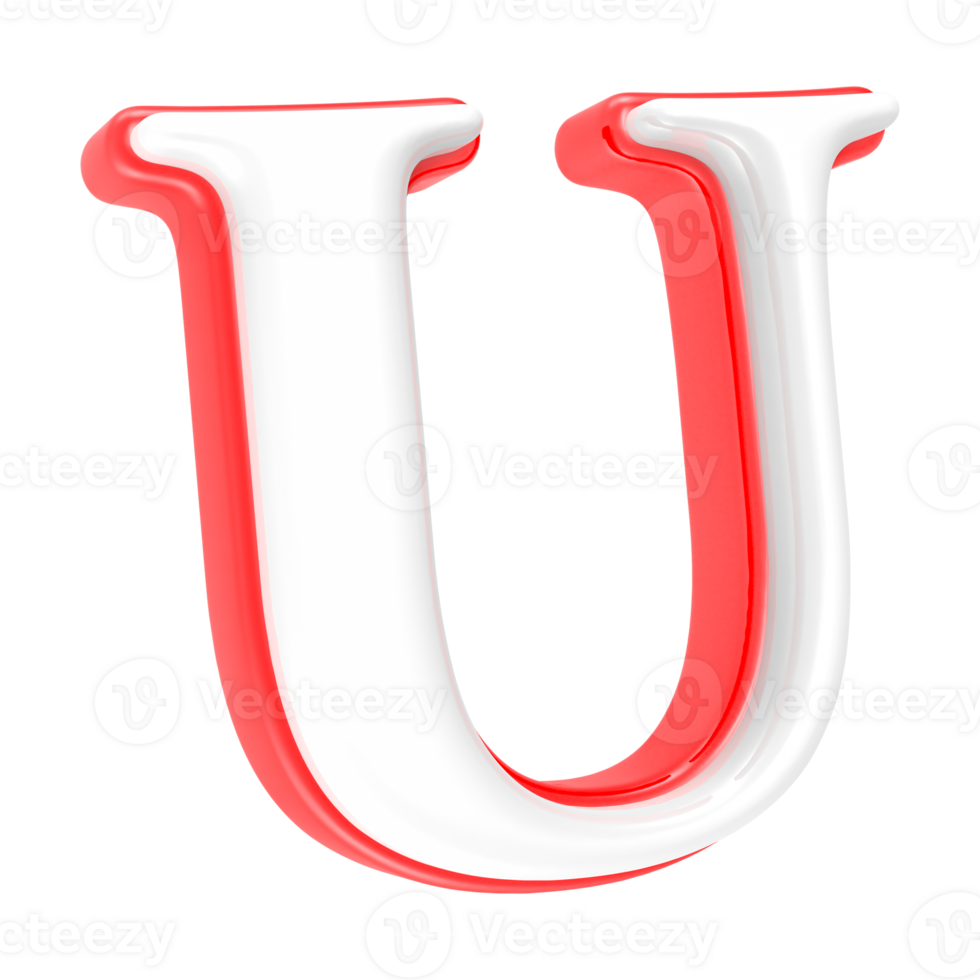Red Alphabet with White 3D Letter U png