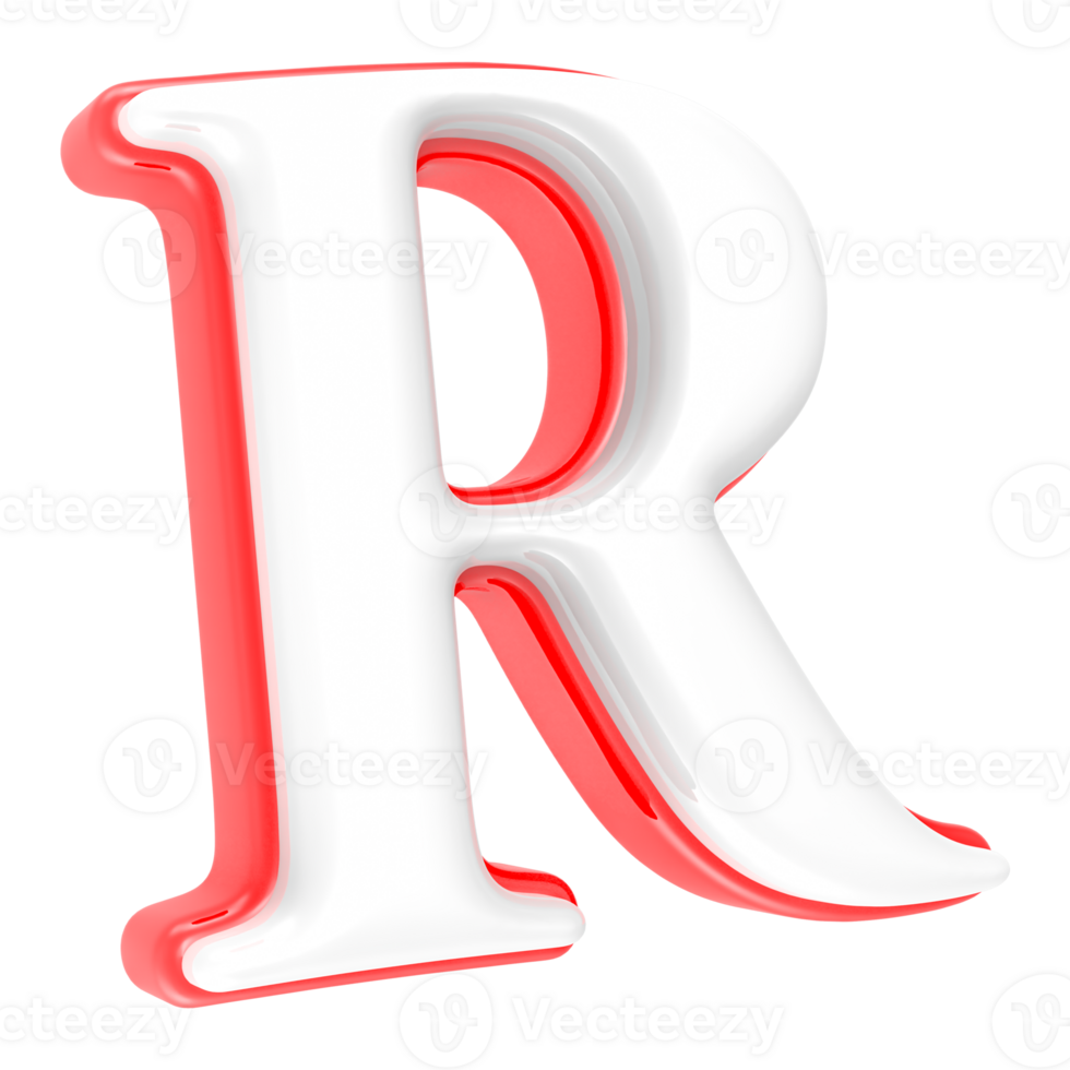 Red Alphabet with White 3D Letter R png
