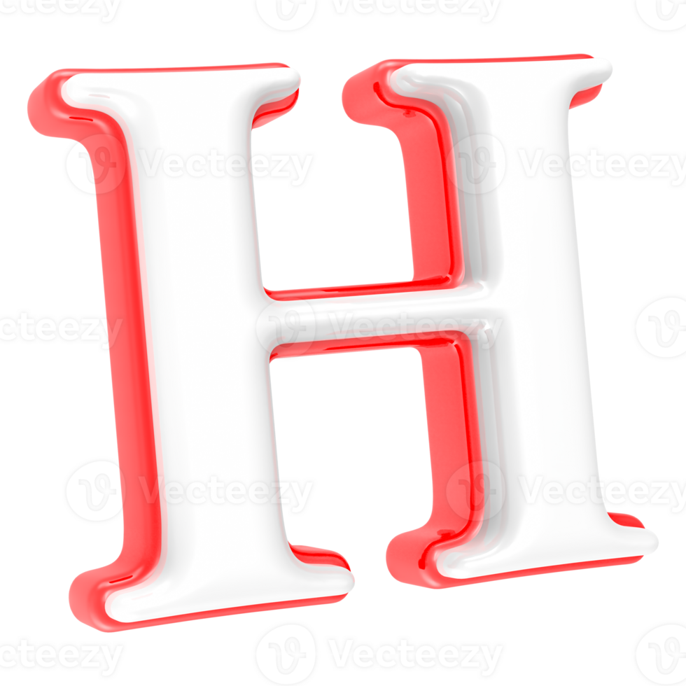 Red Alphabet with White 3D Letter H png