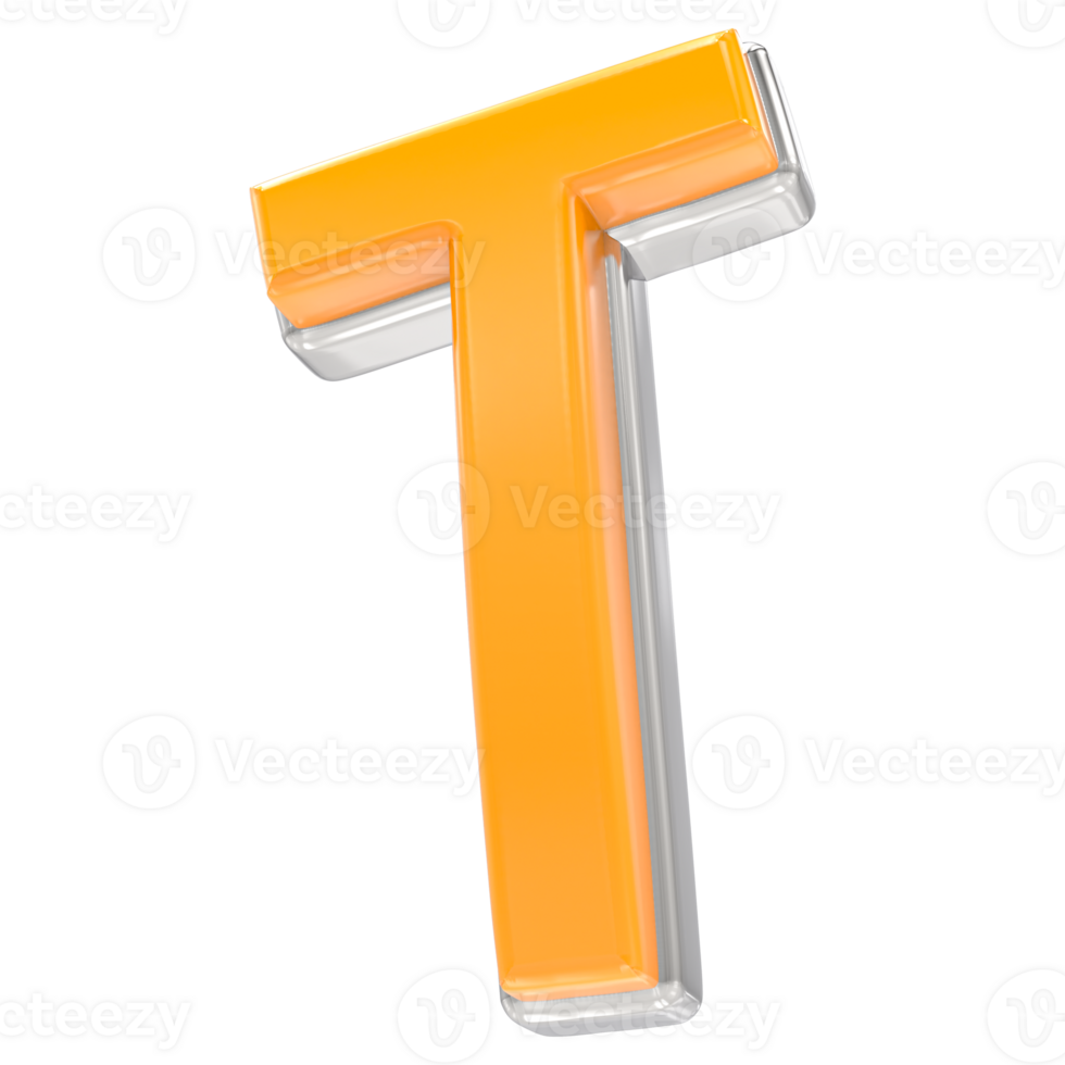 T Letter 3D Render png