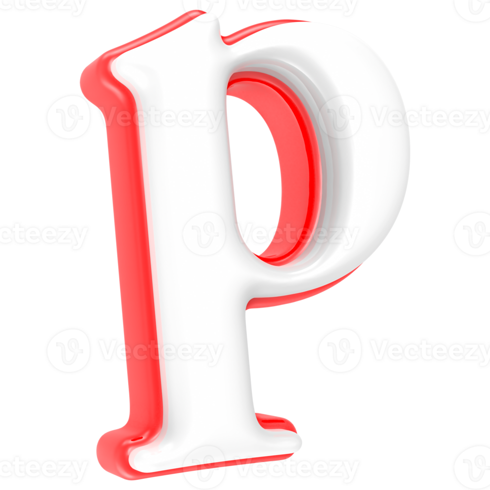 Red Alphabet with White 3D Rendering Letter p png
