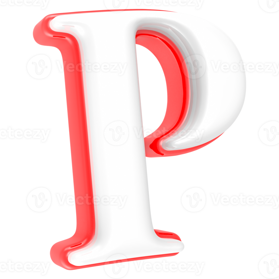 Red Alphabet with White 3D Letter P png