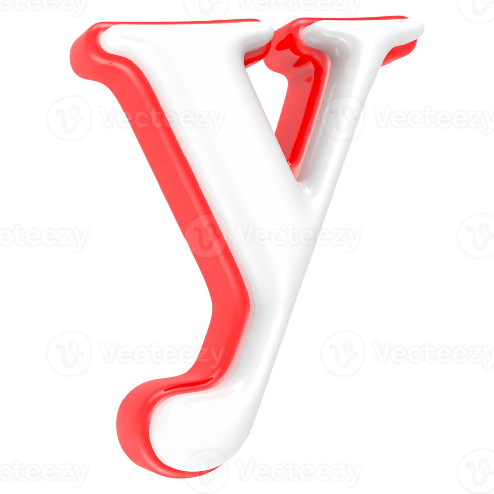 Red Alphabet with White 3D Rendering Letter y png