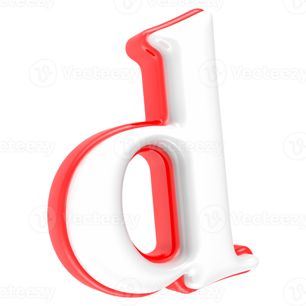 Red Alphabet with White 3D Rendering Letter d png