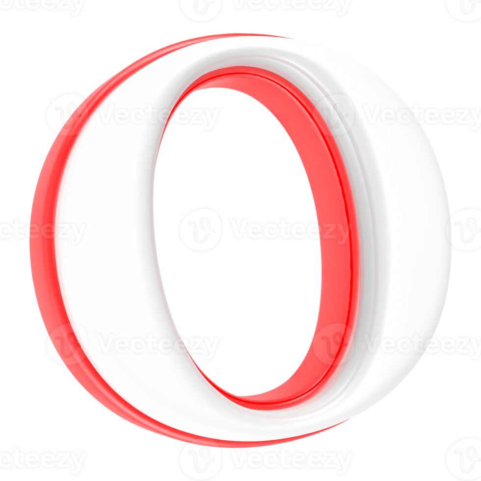 Red Alphabet with White 3D Letter O png