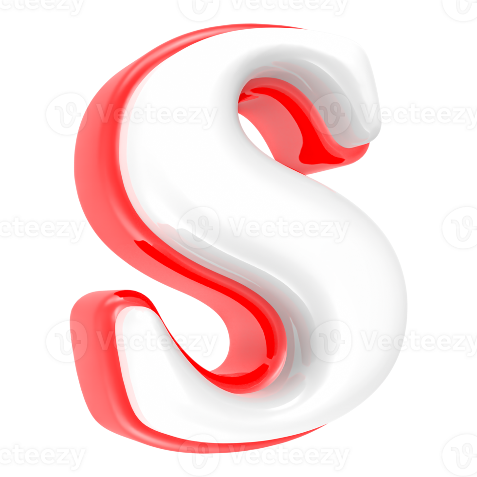 Red Alphabet with White 3D Rendering Letter s png