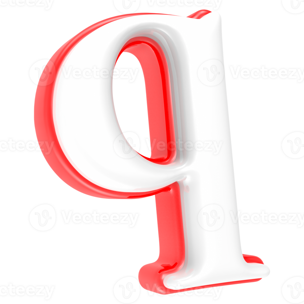 Red Alphabet with White 3D Rendering Letter q png