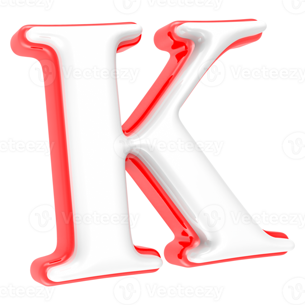 Red Alphabet with White 3D Letter K png