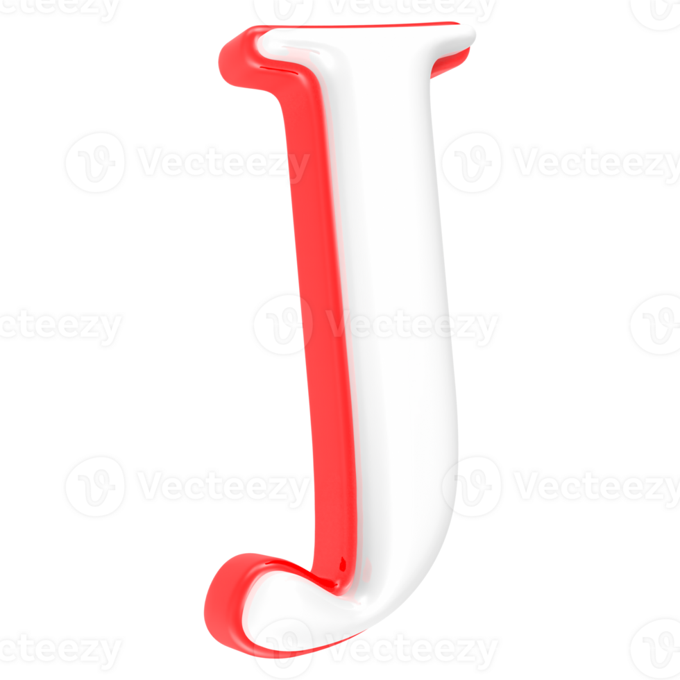 Red Alphabet with White 3D Letter J png