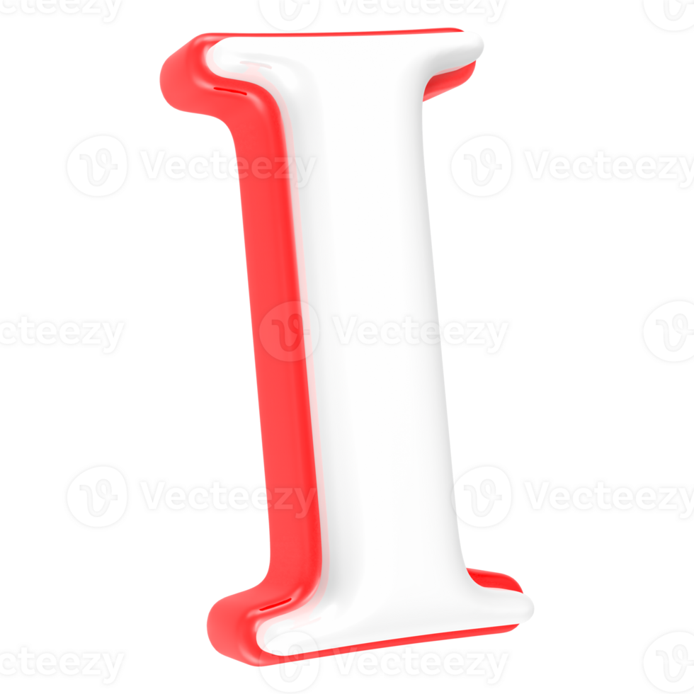 Red Alphabet with White 3D Letter I png