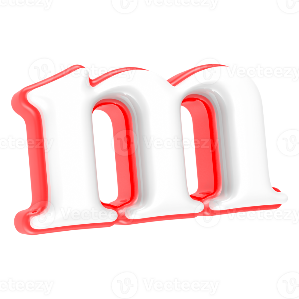Red Alphabet with White 3D Rendering Letter m png