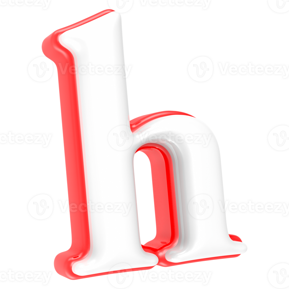 Red Alphabet with White 3D Rendering Letter h png
