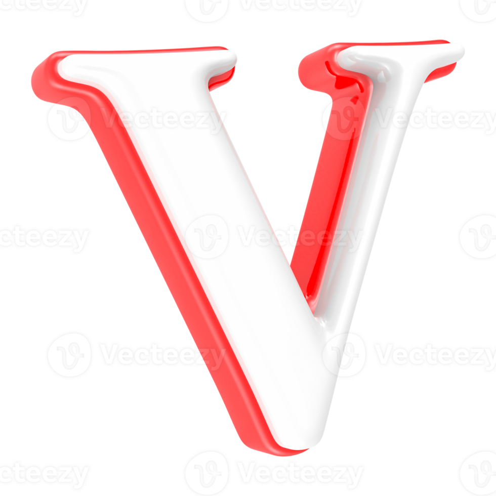 Red Alphabet with White 3D Letter V png