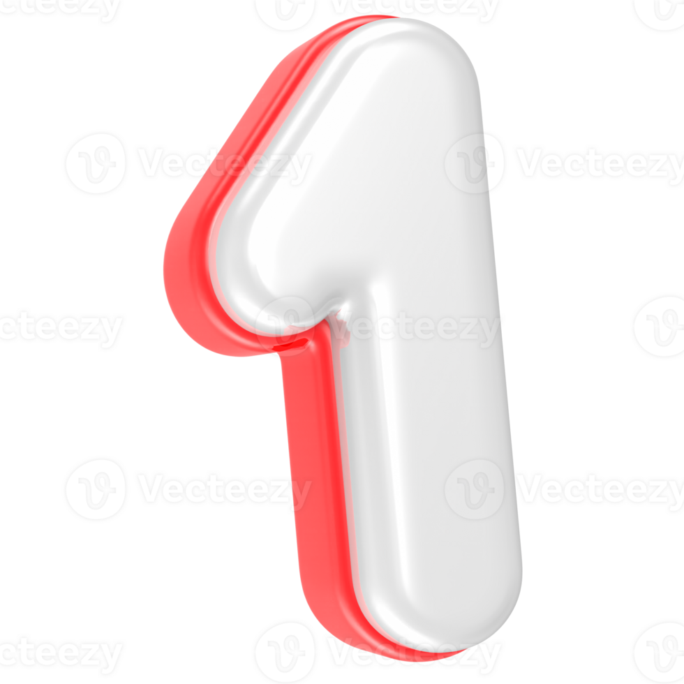 3d rendering Number 1 isolated png