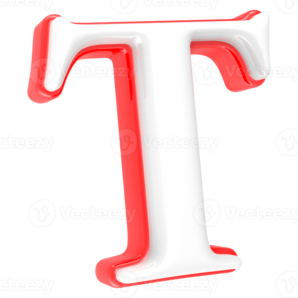 Red Alphabet with White 3D Letter T png