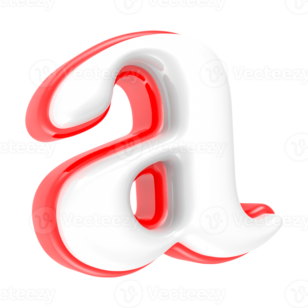 Red Alphabet with White 3D Rendering Letter a png