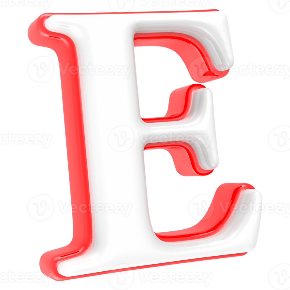Red Alphabet with White 3D Letter E png
