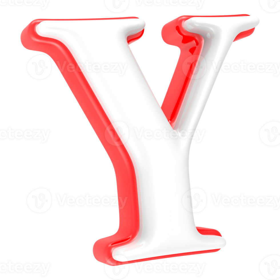 Red Alphabet with White 3D Letter Y png