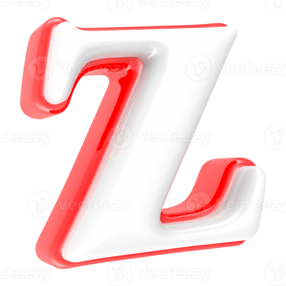 Red Alphabet with White 3D Rendering Letter z png