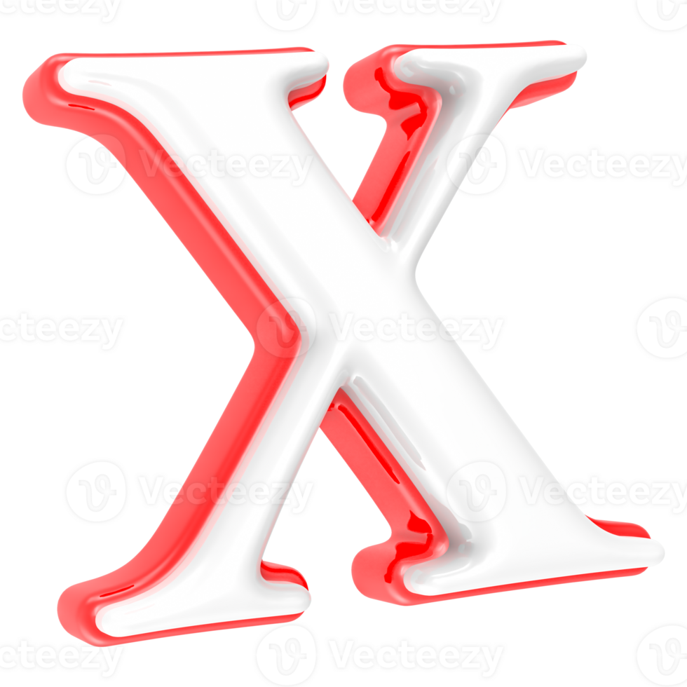Red Alphabet with White 3D Letter X png