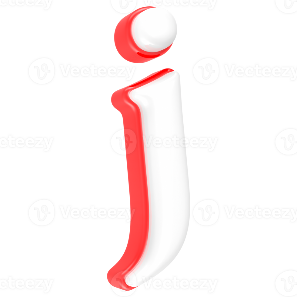 Red Alphabet with White 3D Rendering Letter j png