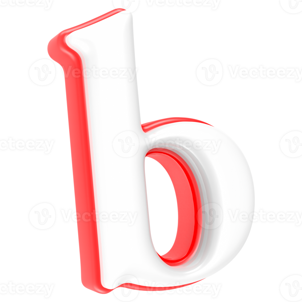Red Alphabet with White 3D Rendering Letter b png