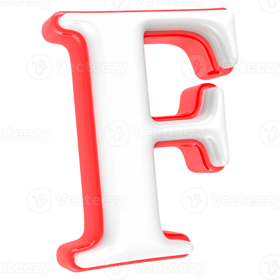 Red Alphabet with White 3D Letter F png