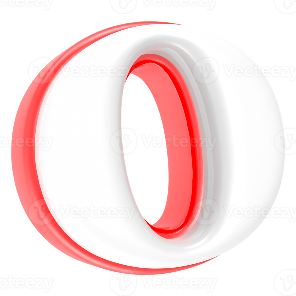 Red Alphabet with White 3D Rendering Letter o png