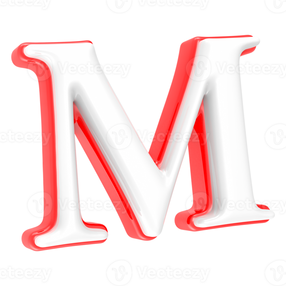 Red Alphabet with White 3D Letter M png